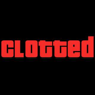 The word 'Clotted' in the style of Grand Theft Auto